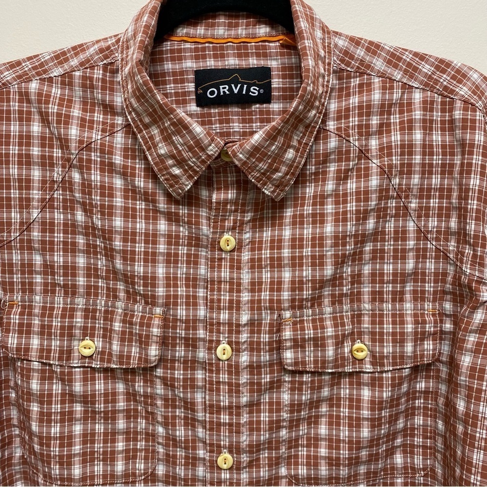 Orvis Men’s Large Sedona Red Plaid Lightweight Fishing Long Sleeve Button Down - Picture 3 of 11